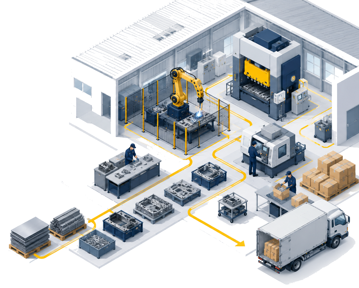 工場設備と作業スペースを活用するMAKERSBASEのイメージ