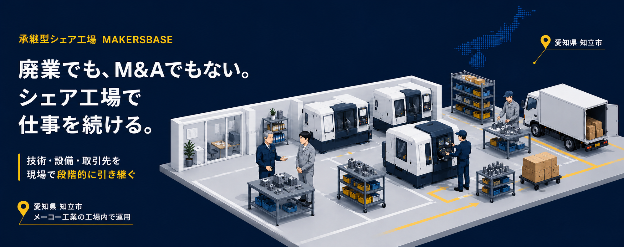 町工場の仕事・設備・取引先を段階的に承継するMAKERSBASEの概要
