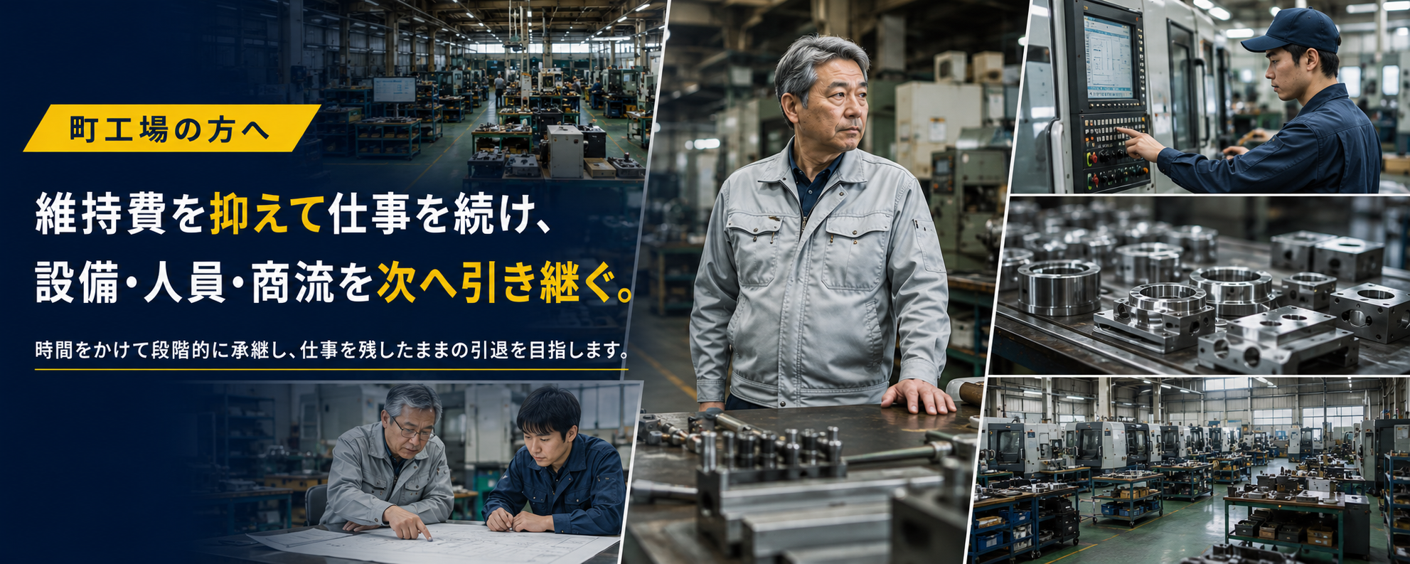 工場の維持費を抑えながら設備・人員・商流を次へ引き継ぐ仕組み